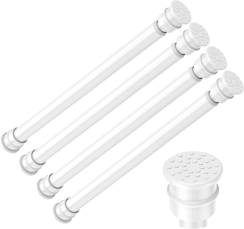 fvonzn Fvonzon 4 Pack Small Tension Rods 12-19 Inch, Thin Tension Curtain Rods for Windows, Spring Rod for Closet, Cabinet & Kitchen, Mini Curtain Rod Tension Fit, Tiny Skinny Compression Rods White - Image 1